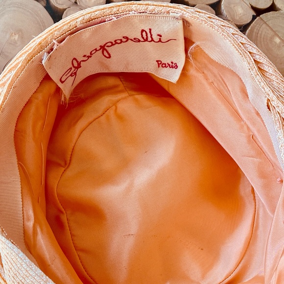 Vtg Designer SCHIAPARELLI Hat Blush Pink Straw Hat Turban Summer Hat 60s Hat - Picture 6 of 6